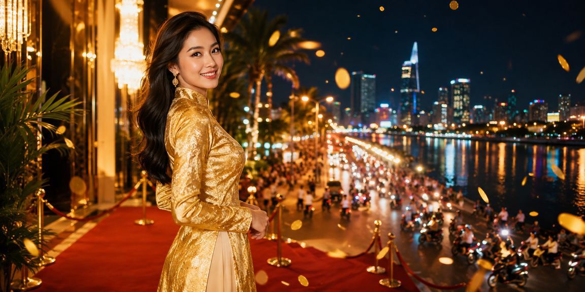 Phụ nữ mặc áo dài tham gia casino betting tại TP. Hồ Chí Minh buổi tối