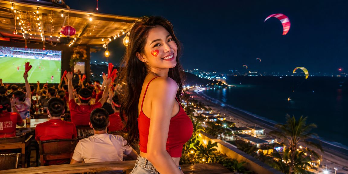 Người hâm mộ xem cá cược bóng đá bên ly cà phê tại Mũi Né Việt Nam