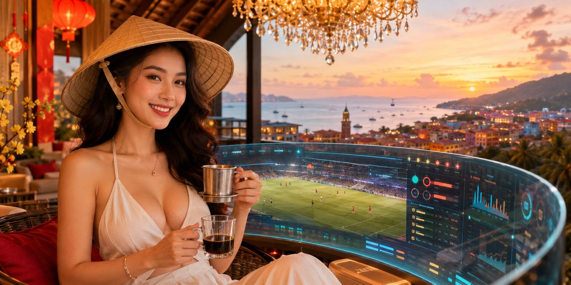 Người dùng đặt cược trực tuyến tại Phú Quốc với hình ảnh nón lá truyền thống