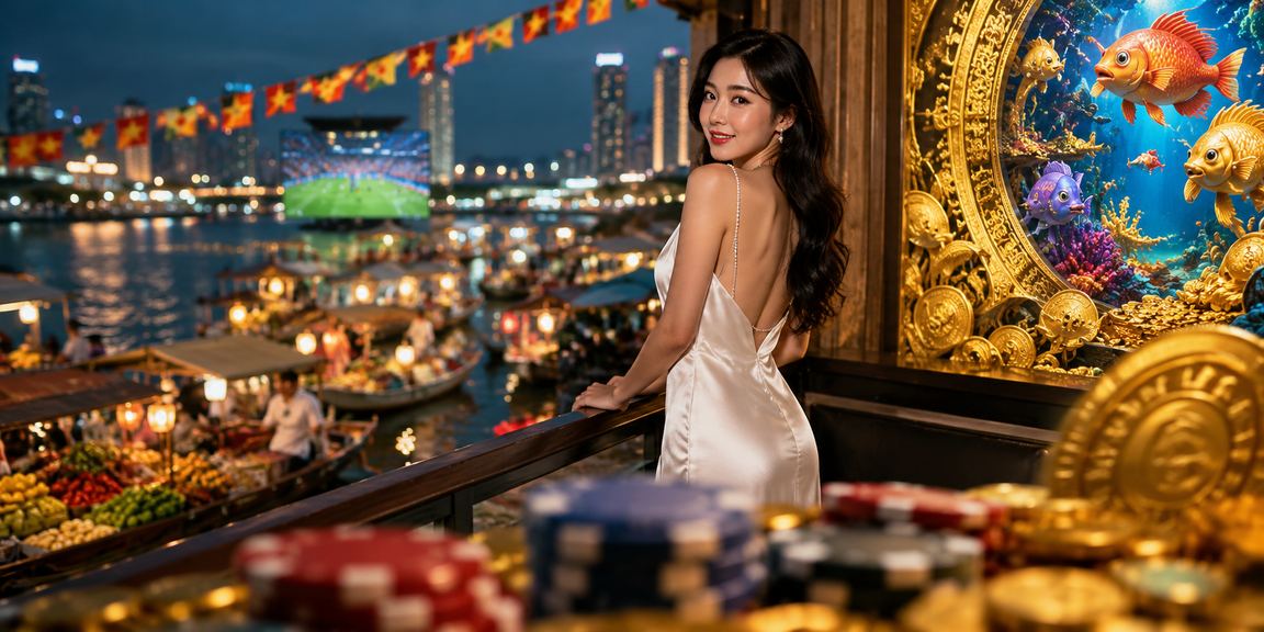 Không gian giải trí casino tại Việt Nam với ánh đèn ấm và bầu không khí thư giãn